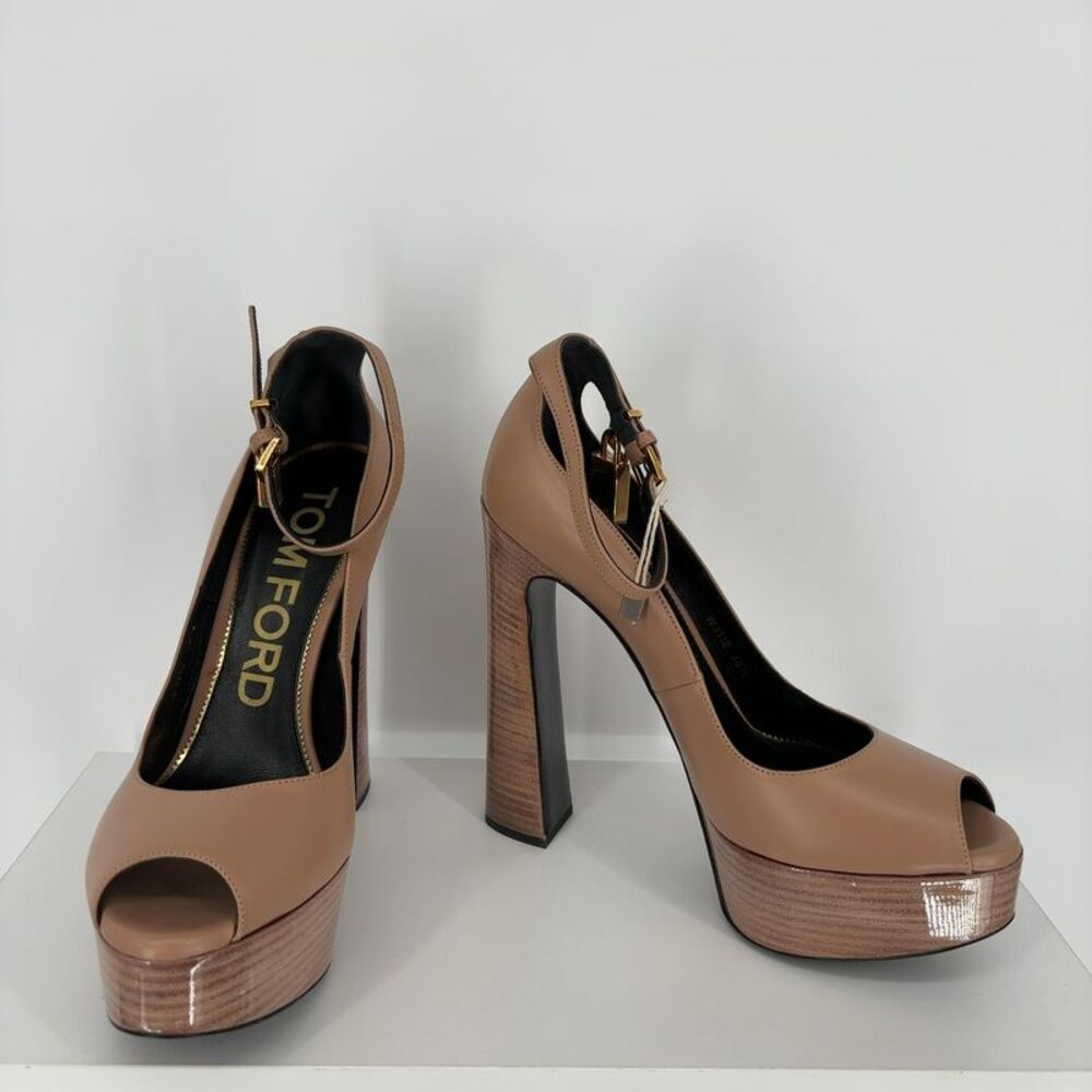 Tom Ford Nude Peep Toe Heels GoldLock